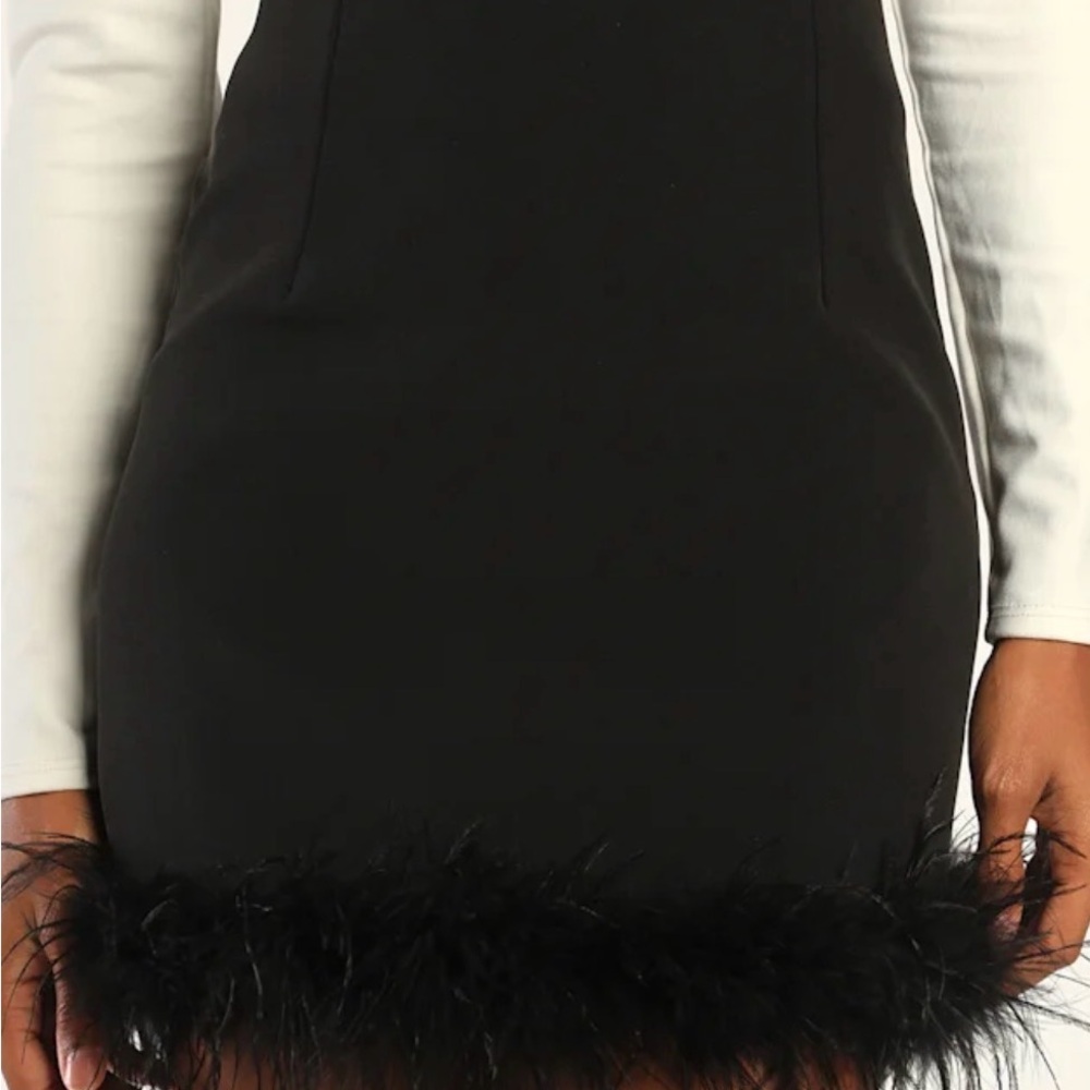 Celebratory Sweetie Black Feather Mini Skirt